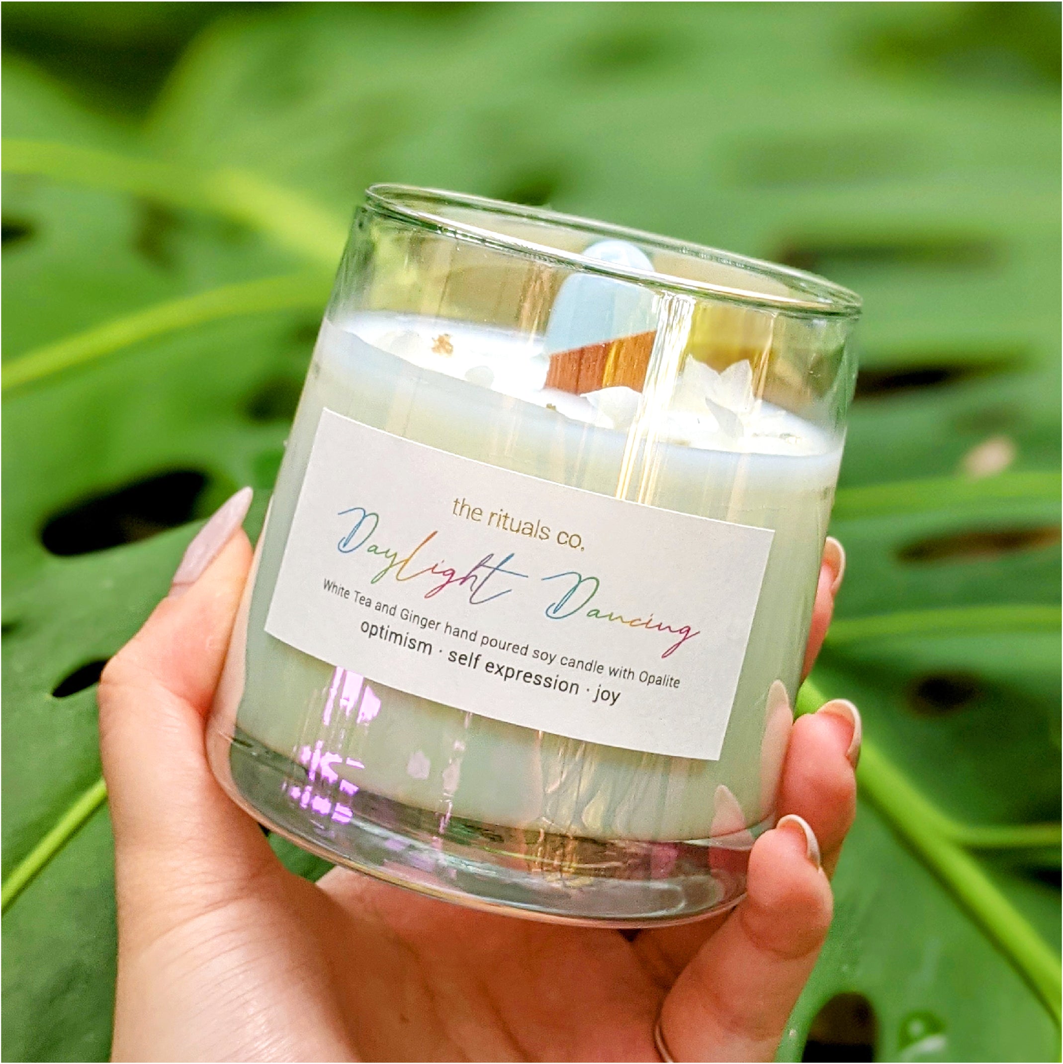 Daylight Dancing Holographic Crystal Candle