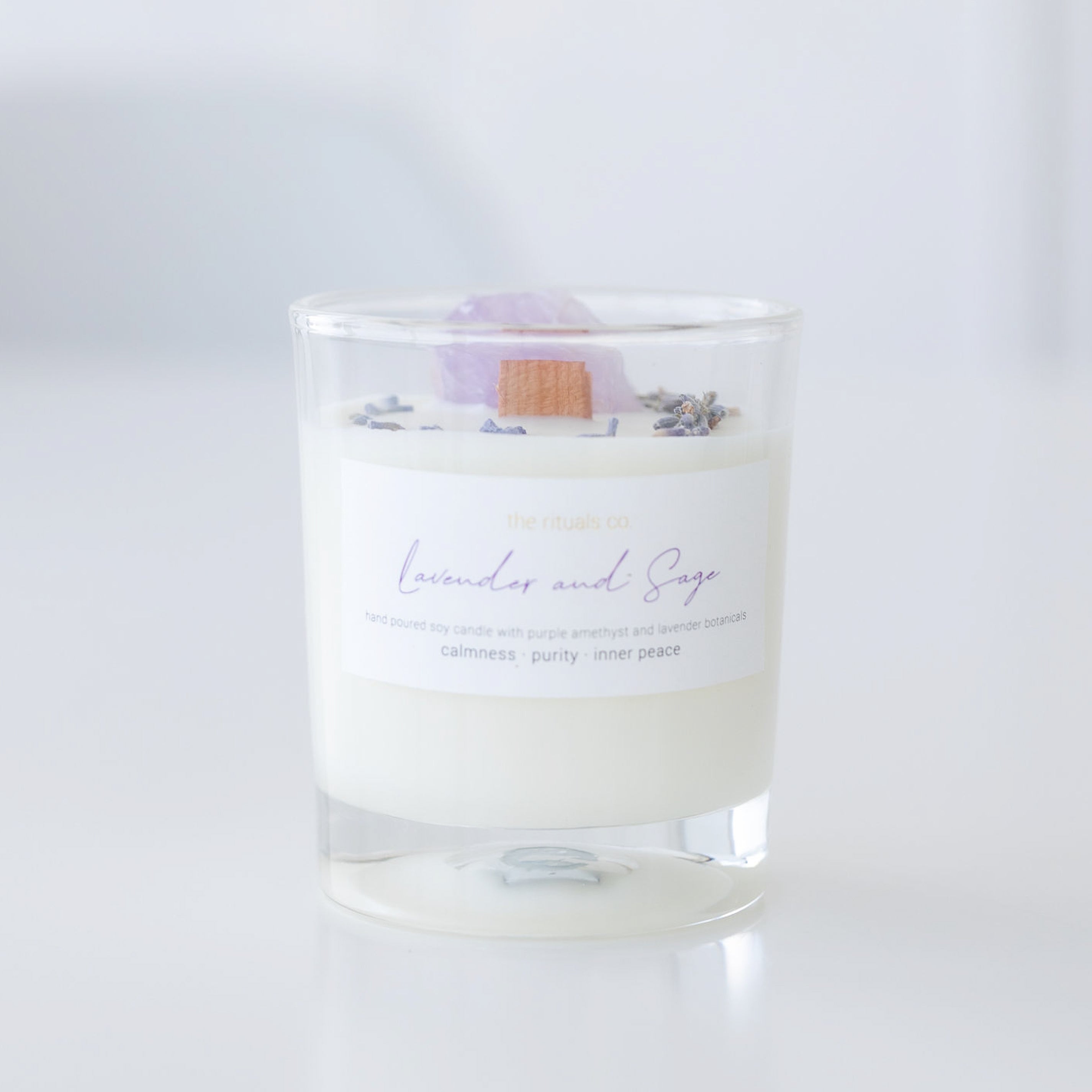 Lavender and Sage Crystal Candle