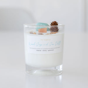 Open image in slideshow, Wood Sage and Sea Salt Crystal Candle
